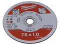 Cutting wheel; Ø: 76mm; metal,stainless steel; 10mm; 5pcs. Milwaukee MW-4932464717