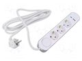 Extension lead; 3x1.5mm2; Schuko; Sockets: 5; PVC; white; 1.5m; 16A PLASTROL W-30006