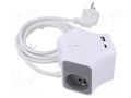 Extension lead; 3x1.5mm2; Schuko; Sockets: 5; PVC; white; 2m; 16A PLASTROL W-30019