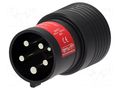 Three-phase adapter; 63A; 0÷60°C; CEE plug x5,socket 4mm x5 ELECTRO-PJP PJPADAFM-TETRA63