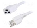 Cable; 3x14AWG; IEC C19 female,NEMA 5-15 (B) plug; PVC; 1.5m LIAN DUNG SN318-3/14/1.5WH