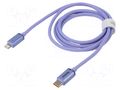 Cable; USB 2.0; Apple Lightning plug,USB C plug; 1.2m; violet BASEUS CAJY000205