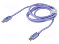 Cable; USB 2.0; USB C plug,both sides; 1.2m; violet; textile; 100W BASEUS CAJY000605