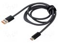 Cable; USB 2.0; USB A plug,USB C plug; 1m; dark grey; textile BASEUS CALD000616
