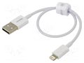 Cable; Apple Lightning plug,USB A plug; 0.25m; white; textile BASEUS CALYS-02