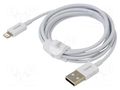 Cable; Apple Lightning plug,USB A plug; 1.5m; white; textile BASEUS CALYS-B02