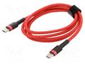 Cable; USB C plug,both sides; 1m; red; textile; 60W BASEUS CATKLF-G09