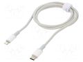 Cable; USB 2.0; Apple Lightning plug,USB C plug; 1m; white; 20W BASEUS CATLGD-02