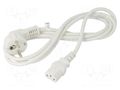 Cable; CEE 7/7 (E/F) plug angled,IEC C13 female; PVC; 2m; white Goobay SN326-3/10/2WH
