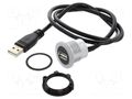 Adapter cable; USB A socket,USB A plug; USB 2.0; Len: 0.6m ONPOW USB-05C-BK