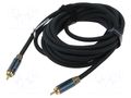 Cable; RCA plug,both sides; 5m; Plating: gold-plated; black VENTION BCTGJ