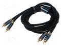 Cable; RCA plug x2,both sides; 5m; Plating: gold-plated; black VENTION BCUGJ