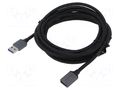 Cable; USB 3.0; USB A socket,USB A plug; nickel plated; 3m; black VENTION CBLHI