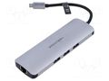 Hub USB; USB 3.0; grey; Number of ports: 9; 0.1m; ABS,aluminium VENTION CGNHA