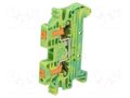 Splice terminal: rail; ways: 1; terminals: 2; yellow-green; snap-on PHOENIX CONTACT PTV2.5-PE