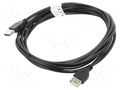 Cable; USB 2.0; USB A socket,USB A plug; gold-plated; 3m; black LANBERG CA-USBE10CC-0030BK