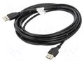 Cable; USB 2.0; USB A socket,USB A plug; gold-plated; 5m; black LANBERG CA-USBE10CC-0050BK