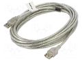 Cable; USB 2.0; USB A socket,USB A plug; gold-plated; 5m; Cu; PVC LANBERG CA-USBE12CC-0050TR