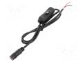 Cable; 2x0.5mm2; wires,DC 5,5/2,1 socket; straight; black; 0.8m SUNNY ECJ08R2155STSTSW