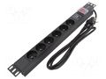 Plug socket strip: protective; Sockets: 6; 250VAC; 16A; black QOLTEC QS-54600