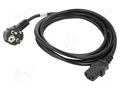 Cable; CEE 7/7 (E/F) plug angled,IEC C13 female; PVC; Len: 3m LANBERG CA-C13C11CC-0030BK