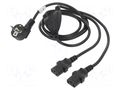 Cable; CEE 7/7 (E/F) plug angled,IEC C13 female x2; PVC; Len: 2m LANBERG CA-C13C13CC-0018BK