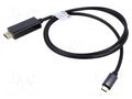 Adapter; USB 3.2; HDMI plug,USB C plug; gold-plated; 1m; black LANBERG CA-CMHD10CU-0010BK