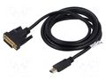 Cable; DVI-D (24+1) plug,HDMI plug; dual link; 4K,UHD 2160p; 3m LANBERG CA-HDDV20CU-0030BK