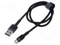 Cable; High Speed,USB 2.0; 0.5m; black; textile; 2.4A BASEUS CAMKLF-AG1