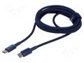 Cable; High Speed,USB 2.0; USB C plug,both sides; 2m; navy blue BASEUS P10319800321-04