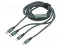 Cable; High Speed,USB 2.0; 1.5m; green; textile; 20W BASEUS CAMLT-SC06