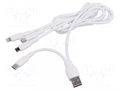 Cable; USB 2.0; nickel plated; 1.2m; white; 10W AKYGA AK-USB-52