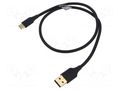 Cable; USB 2.0; USB A plug,USB C plug; gold-plated; 0.5m; black VENTION CTFBD