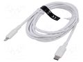 Cable; Apple Lightning plug,USB C plug; nickel plated; 2m; white VENTION LAKWH