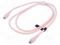 Cable; USB 2.0; USB C plug,both sides; nickel plated; 1m; pink VENTION TAWPF
