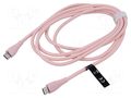 Cable; USB 2.0; USB C plug,both sides; nickel plated; 2m; pink VENTION TAWPH