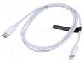 Cable; Apple Lightning plug,USB C plug; nickel plated; 1m; white VENTION LAJWF