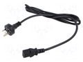 Cable; 3x0.75mm2; AS/NZS 3112 (I) plug,IEC C13 female; PVC; 1.8m POS POSAC-C13AS/NZS18