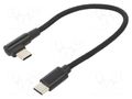 Cable; USB 2.0; USB C plug,USB C angled plug; 0.2m; black GEMBIRD CC-USB2-CMCML-0.2M
