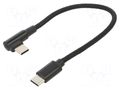 Cable; USB 2.0; USB C plug,USB C angled plug; 0.2m; black GEMBIRD CC-USB2-CMCML-0.2M