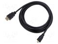 Cable; HDMI plug,micro HDMI plug; PVC; Len: 3m; black; Core: CCS Goobay GOOBAY-74434