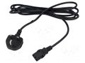 Cable; 3x0.75mm2; BS 1363 (G) plug,IEC C13 female; PVC; 3m; black POS POSAC-C13-5/UK30