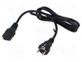 Cable; 3x1.5mm2; CEE 7/7 (E/F) plug,IEC C19 female; PVC; 2m; 16A POS POSAC-C19-16/EU20