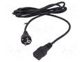 Cable; 3x1.5mm2; CEE 7/7 (E/F) plug,IEC C19 female; PVC; 3m; 16A POS POSAC-C19-16/EU30