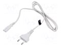 Cable; 2x0.75mm2; CEE 7/16 (C) plug,IEC C7 female; PVC; 1.5m POS POSAC-C7EU15WH