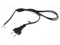 Cable; 2x0.5mm2; CEE 7/16 (C) plug,wires; PVC; 1.2m; black; 2.5A POS POSAC-CEE7/16BK12