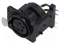 Connector: XLR; socket; female; PIN: 4; angled 90°; THT; black; 6A NEUTRIK NTR-NC4FDM3-H-B-1