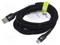 Cable; USB 2.0; USB A plug,USB C plug; 3m; black; silicone; 60W; 3A GOOBAY GOOBAY-74528
