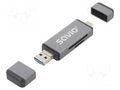 Card reader: memory; USB A plug,USB B micro plug,USB C plug SAVIO SAVAK-72