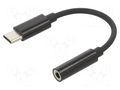 Cable; USB 3.1; Jack 3.5mm socket,USB C plug; 0.12m; black SAVIO SAVAK-74